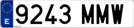 Ejemplo de matrícula de coche ordinaria 9243 MMW