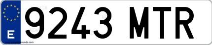 Ejemplo de matrícula española 9243 MTR