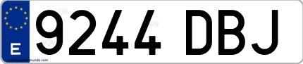 Ejemplo de matrícula española 9244 DBJ