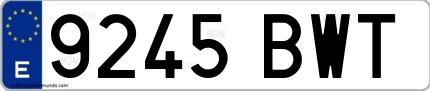 Ejemplo de matrícula española 9245 BWT