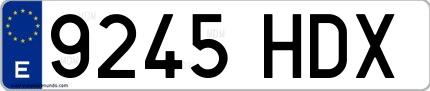 Ejemplo de matrícula española 9245 HDX