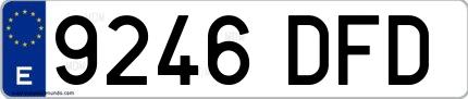 Ejemplo de matrícula española 9246 DFD