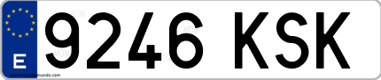 Ejemplo de matrícula de coche ordinaria 9246 KSK