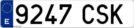 Ejemplo de matrícula española 9247 CSK
