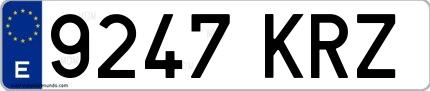 Ejemplo de matrícula española 9247 KRZ