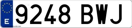 Ejemplo de matrícula española 9248 BWJ