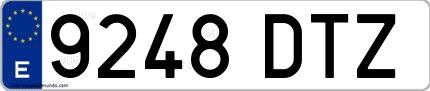 Ejemplo de matrícula española 9248 DTZ