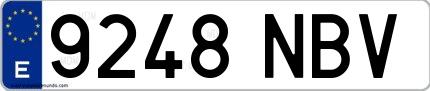 Ejemplo de matrícula española 9248 NBV
