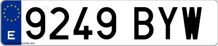 Ejemplo de matrícula española 9249 BYW