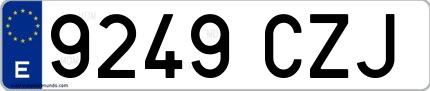 Ejemplo de matrícula española 9249 CZJ