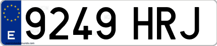 Ejemplo de matrícula de coche ordinaria 9249 HRJ