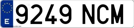 Ejemplo de matrícula española 9249 NCM