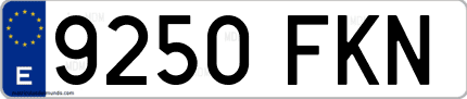 Ejemplo de matrícula de coche ordinaria 9250 FKN
