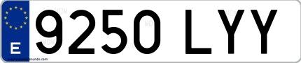 Ejemplo de matrícula española 9250 LYY