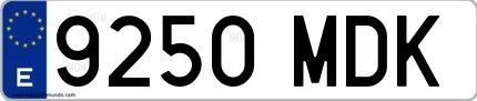 Ejemplo de matrícula española 9250 MDK