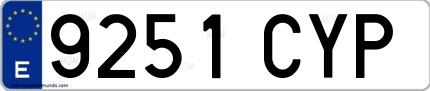 Ejemplo de matrícula española 9251 CYP