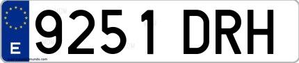 Ejemplo de matrícula española 9251 DRH