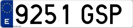Ejemplo de matrícula española 9251 GSP