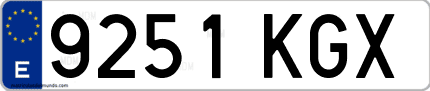 Ejemplo de matrícula de coche ordinaria 9251 KGX