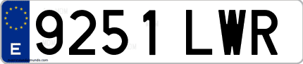 Ejemplo de matrícula de coche ordinaria 9251 LWR