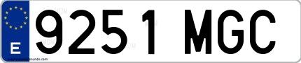 Ejemplo de matrícula española 9251 MGC