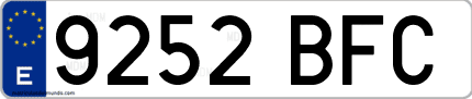 Ejemplo de matrícula de coche ordinaria 9252 BFC