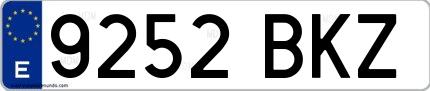 Ejemplo de matrícula española 9252 BKZ