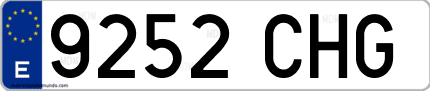 Ejemplo de matrícula de coche ordinaria 9252 CHG