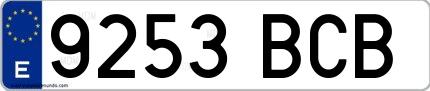 Ejemplo de matrícula española 9253 BCB