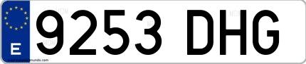Ejemplo de matrícula española 9253 DHG