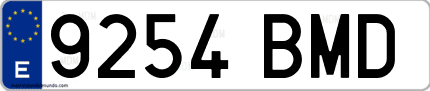 Ejemplo de matrícula de coche ordinaria 9254 BMD