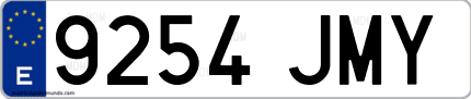Ejemplo de matrícula de coche ordinaria 9254 JMY