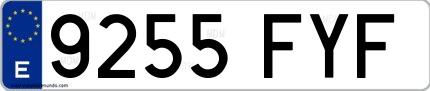 Ejemplo de matrícula española 9255 FYF
