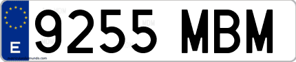 Ejemplo de matrícula de coche ordinaria 9255 MBM