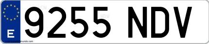 Ejemplo de matrícula española 9255 NDV