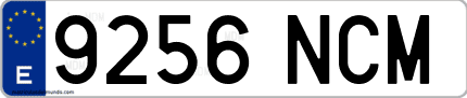 Ejemplo de matrícula de coche ordinaria 9256 NCM
