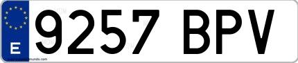 Ejemplo de matrícula española 9257 BPV