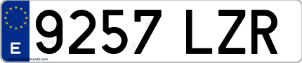 Ejemplo de matrícula de coche ordinaria 9257 LZR