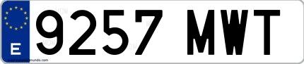 Ejemplo de matrícula española 9257 MWT