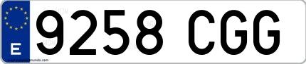 Ejemplo de matrícula española 9258 CGG