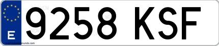 Ejemplo de matrícula española 9258 KSF