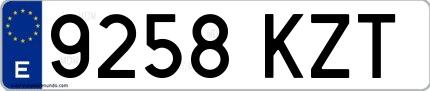 Ejemplo de matrícula española 9258 KZT