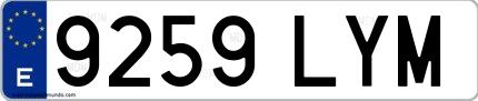 Ejemplo de matrícula española 9259 LYM