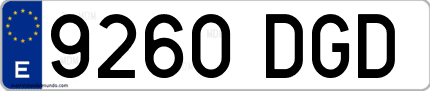 Ejemplo de matrícula de coche ordinaria 9260 DGD