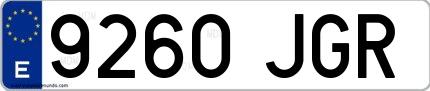 Ejemplo de matrícula española 9260 JGR