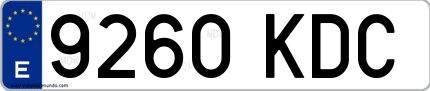 Ejemplo de matrícula española 9260 KDC