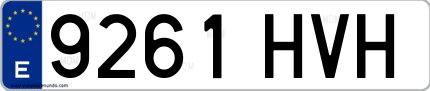 Ejemplo de matrícula española 9261 HVH