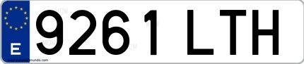 Ejemplo de matrícula española 9261 LTH