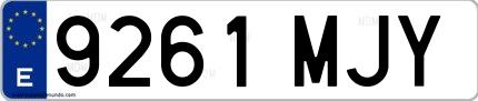 Ejemplo de matrícula española 9261 MJY