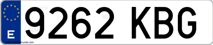 Ejemplo de matrícula de coche ordinaria 9262 KBG